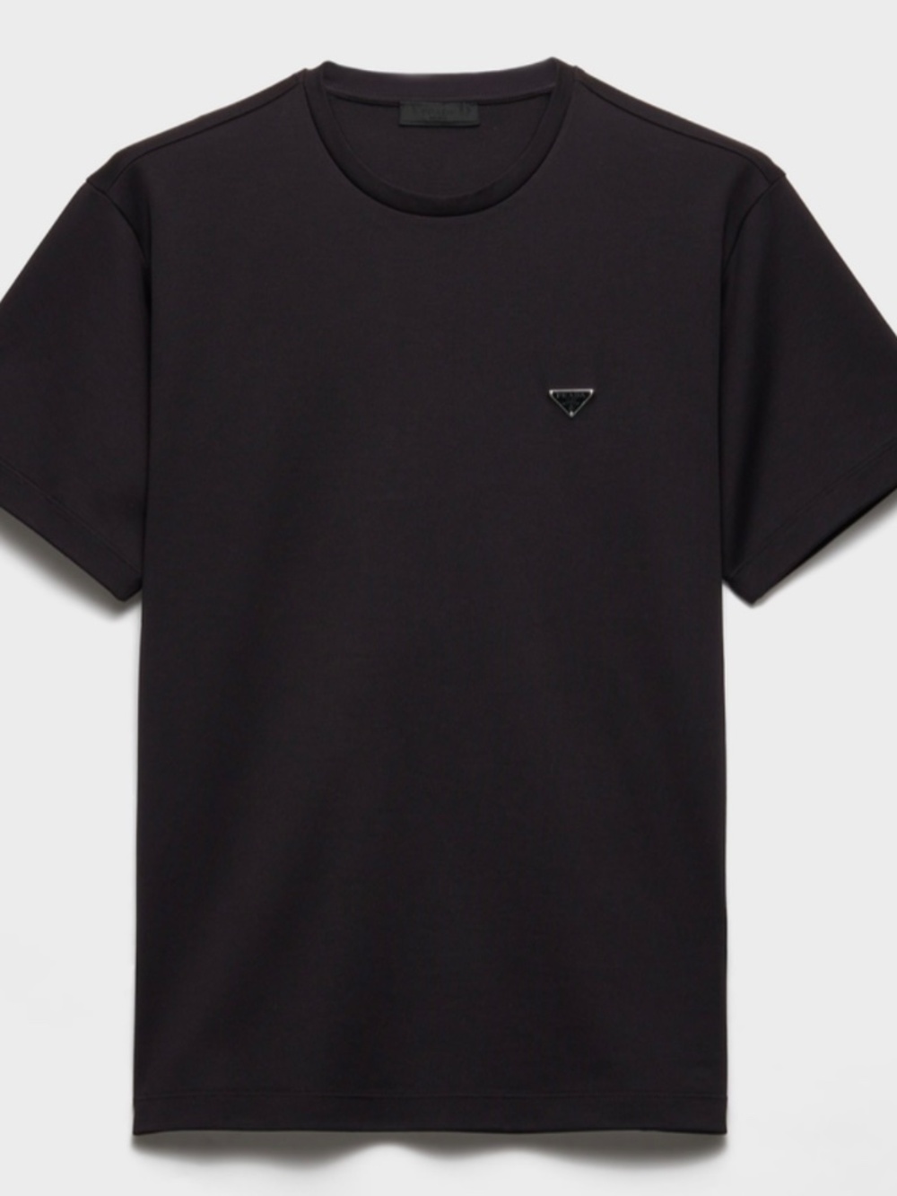 PRADA MEN'S BLACK COTTON T-SHIRT SIZE SMALL BOXY FIT TRIANGLE LOGO EXCELLENT NWT